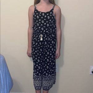 Black and white floral romper